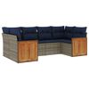 vidaXL Conjunto de sof&aacute; de jardim com 6 pe&ccedil;as e almofadas em rattan sint&eacute;tico cinza