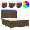 vidaXL Cama box spring c/ colch&atilde;o/LED 140x190cm tecido castanho-escuro