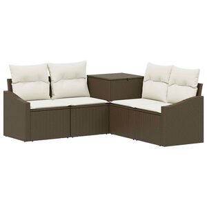 vidaXL Conjunto de Sof&aacute;s 5 unid. Marrom e Branco Creme