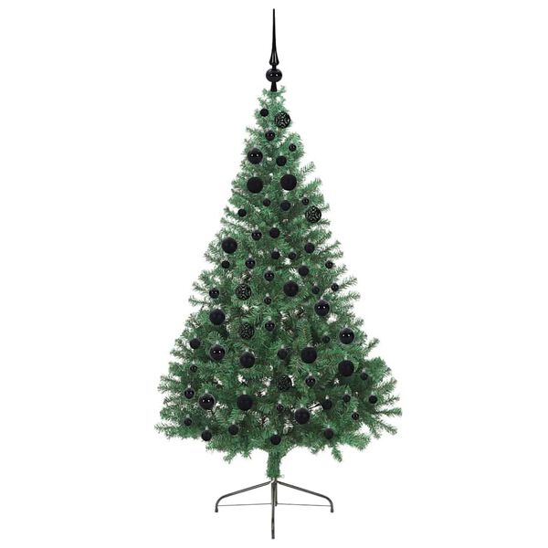 vidaXL &Aacute;rvore de Natal Artificial Pr&eacute;-iluminada Verde 180 cm PVC