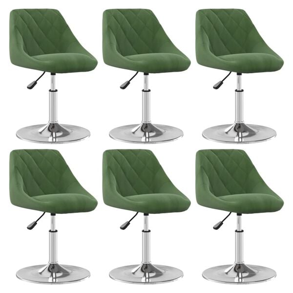 vidaXL Cadeiras de jantar girat&oacute;rias 6 pcs veludo verde-escuro