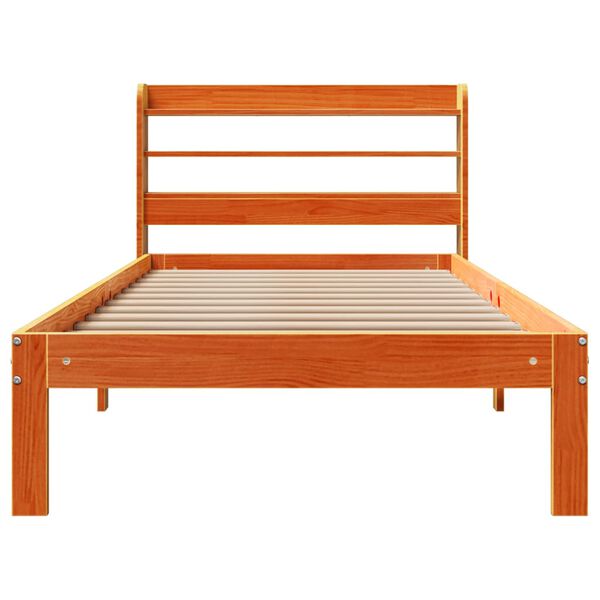 vidaXL Cama sem colch&atilde;o 100x200 cm pinho maci&ccedil;o castanho-mel