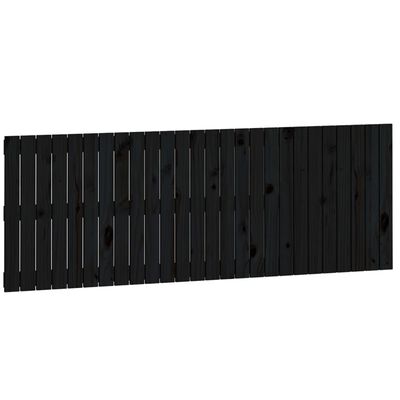vidaXL Cabeceira de parede 166x3x60 cm madeira de pinho maciça preto