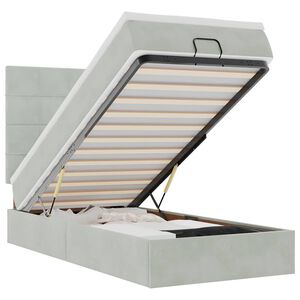 vidaXL Estrutura cama otomana colch&otilde;es 90x200 cm veludo cinzento claro