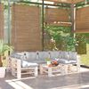vidaXL 7 pcs conj. lounge de paletes p/ jardim com almofad&otilde;es pinho