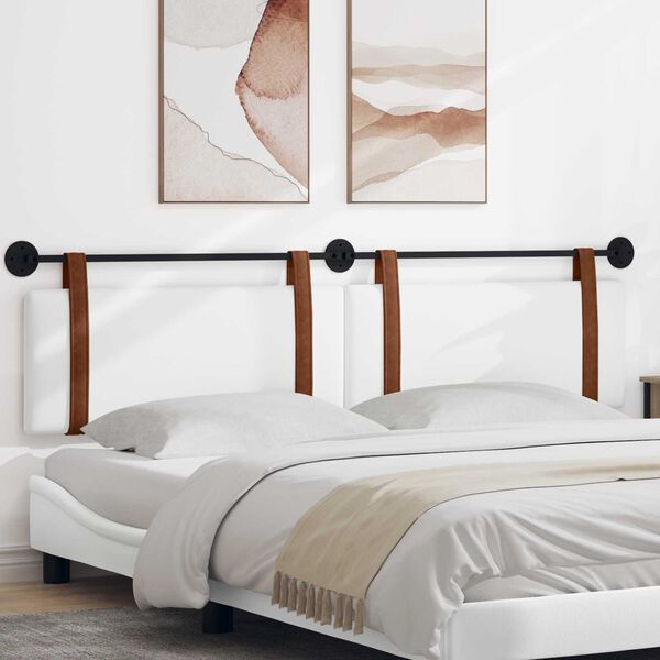 vidaXL Cabeceira Suspensa Liso Branco 210 x 55 x 5 cm PU Antigo