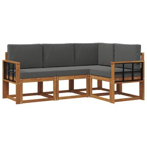 vidaXL Conjunto de Sof&aacute;s para Exterior 4 pcs Natural e Antracite