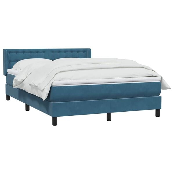 vidaXL Cama com molas/colch&atilde;o 140x220 cm veludo azul-escuro