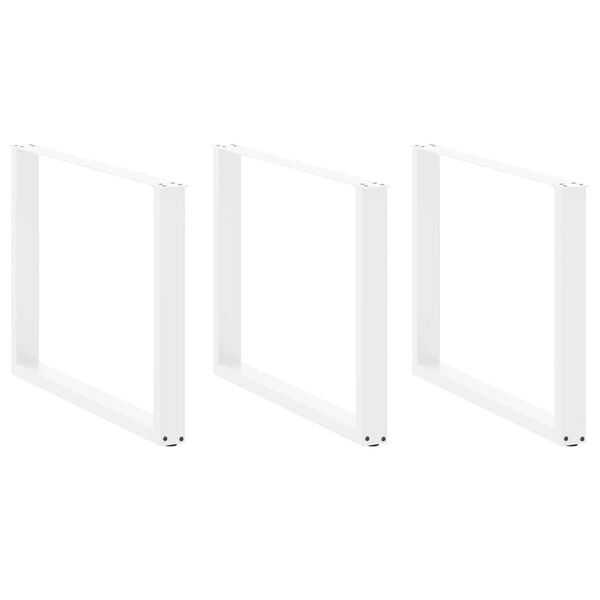 vidaXL P&eacute;s de mesa de jantar em forma de U, 3 pe&ccedil;as, branco, 100x (72-73) cm, a&ccedil;o