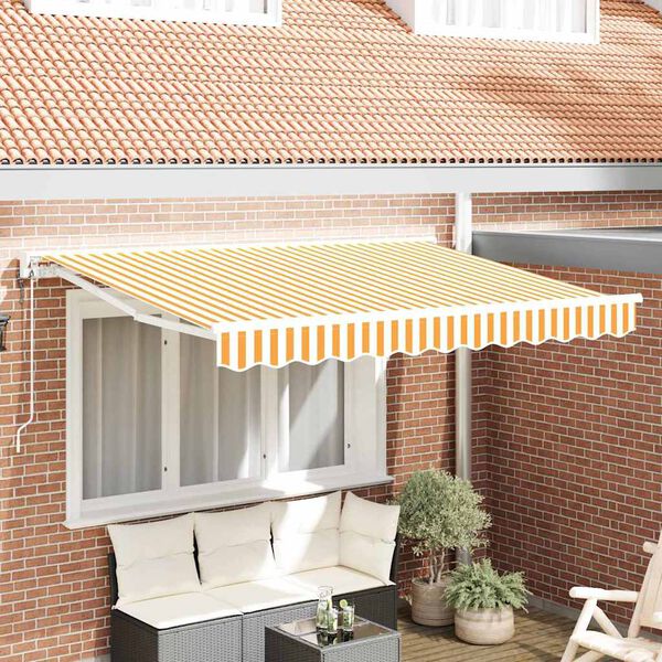 vidaXL Toldo Retr&aacute;til Amarelo e Branco 250 x 200 cm Alum&iacute;nio e Tecido