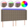 vidaXL Cabeceira cama c/ LED tecido 183x16x118/128cm cinza-acastanhado