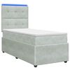 vidaXL Cama Box com LED e Colch&atilde;o Cinzento-claro 90 x 190 cm Veludo