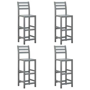 vidaXL Bancos de bar 4 pcs madeira de ac&aacute;cia maci&ccedil;a cinzento