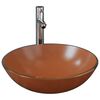 vidaXL Lavat&oacute;rio torneira v&aacute;lvula click-clack vidro temperado castanho