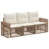 vidaXL Conjunto de Sof&aacute; de Jardim 3 pcs Bege e Branco Creme vime PE
