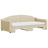 vidaXL Sofá-cama c/ gavetão e colchões 90x200 cm tecido cor creme