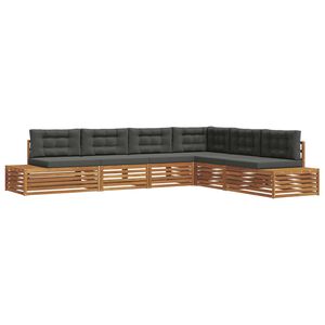 vidaXL 7 unid. Conjunto de Sof&aacute;s para Exterior Natural e Antracite