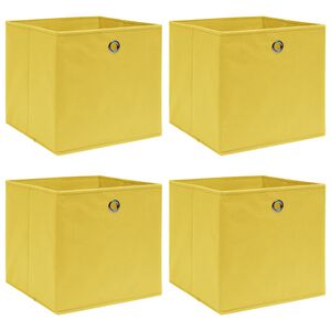 vidaXL Caixas de arruma&ccedil;&atilde;o 4 pcs 32x32x32 cm tecido amarelo