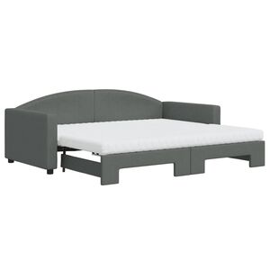 vidaXL Sof&aacute;-cama c/ gavet&atilde;o e colch&otilde;es 90x190cm tecido cinzento-escuro