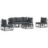 vidaXL Conjunto de Sof&aacute; de Jardim 6 unid. Preto Alum&iacute;nio