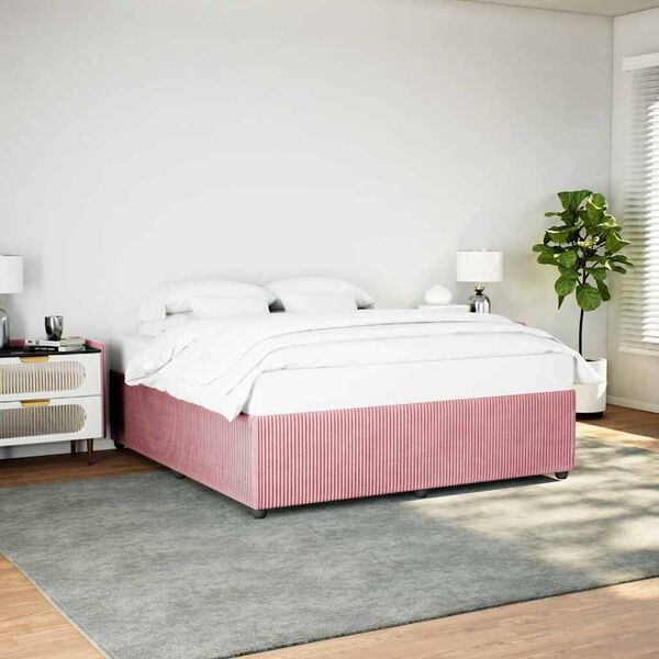 vidaXL Estrutura de cama 180x200 cm veludo rosa
