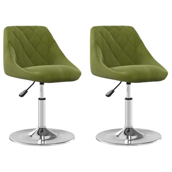 vidaXL Cadeiras de jantar girat&oacute;rias 2 pcs veludo verde-claro