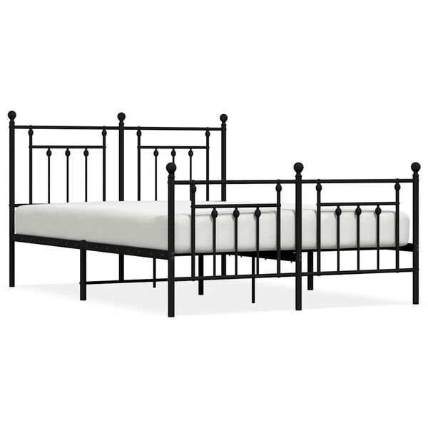 vidaXL Estrutura de cama com cabeceira e p&eacute;s 140x200 cm metal preto