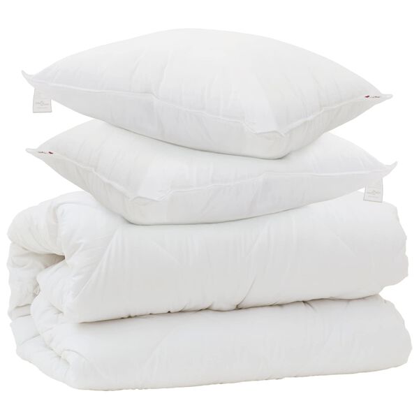 vidaXL Duvet com Travesseiros com travesseiro 3 pcs Branco Microfibra