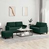 vidaXL 3 pcs conjunto de sof&aacute;s com almofad&otilde;es veludo verde-escuro