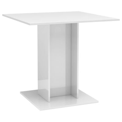 vidaXL Mesa de jantar 80x80x75 cm contraplacado branco brilhante