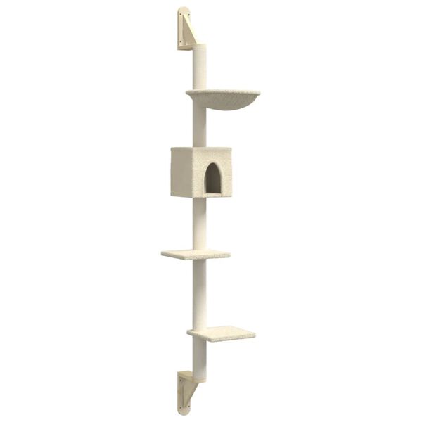 vidaXL &Aacute;rvore de parede para gatos c/ poste arranhador 187 cm creme