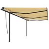 vidaXL Toldo retr&aacute;til autom&aacute;tico com postes 6x3 m amarelo e branco