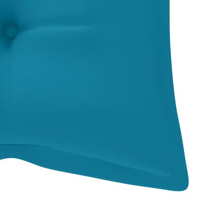 vidaXL Banco Batávia c/ almofadão azul-claro 120 cm teca maciça