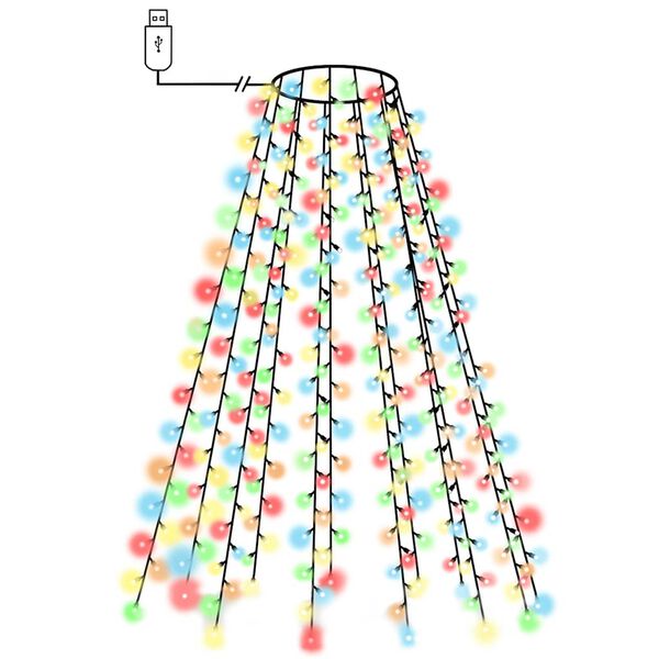vidaXL Cord&atilde;o de luzes &aacute;rvore de Natal 150 luzes LED 150 cm colorido