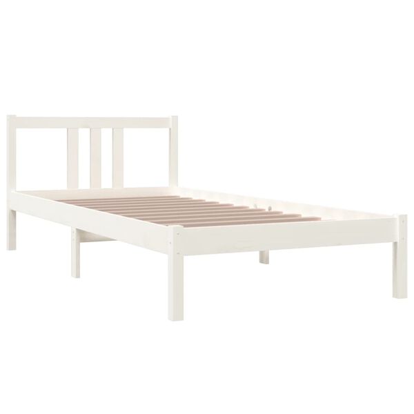 vidaXL Estrutura de cama 90x200 cm madeira maci&ccedil;a branco