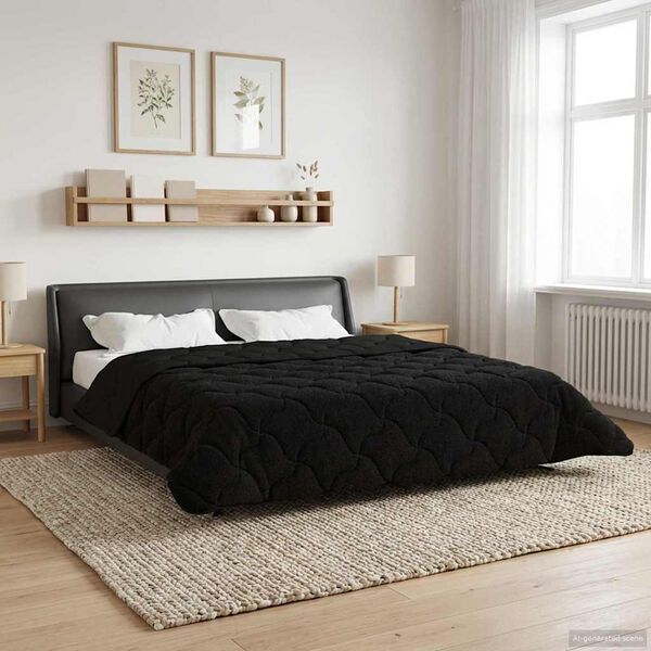 vidaXL Duvet de Ano Inteiro Colchonete Preto 200 x 240 cm