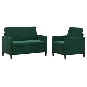 vidaXL Conjunto de Sof&aacute; com Armazenamento 2 unid. Verde-Escuro