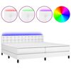vidaXL Cama box spring c/colch&atilde;o/LED 200x200cm couro artificial branco