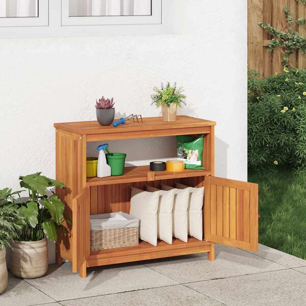 vidaXL Mesa consola para jardim 80x35x75 cm madeira de acácia maciça