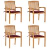 vidaXL Cadeiras de jardim empih&aacute;veis c/ almofad&otilde;es 4 pcs teca maci&ccedil;a