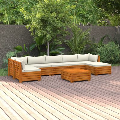 vidaXL 8 pcs conjunto lounge de jardim c/ almofadões acácia maciça