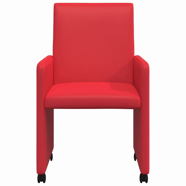 vidaXL Cadeiras de Jantar com Rodas 2 pcs Vermelho 57 x 66 x 94 cm