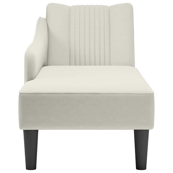 vidaXL Chaise-longue com apoio de bra&ccedil;o direito veludo creme