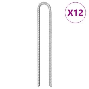 vidaXL Estacas p/ tenda 12 pcs forma de U 41,5cm &Oslash;12mm a&ccedil;o galvanizado