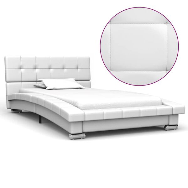 vidaXL Estrutura de cama 200x90 cm couro artificial branco