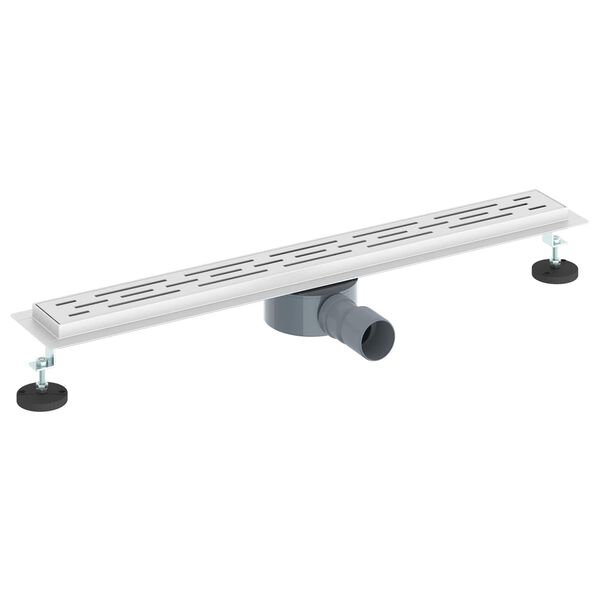 vidaXL Ralo de Chuveiro com Tampa de Vidro e Sif&atilde;o 360&deg; Prateado 70 cm