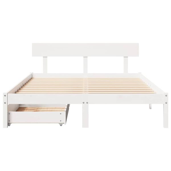 vidaXL Cama sem colch&atilde;o 140x190 cm madeira de pinho maci&ccedil;a branco