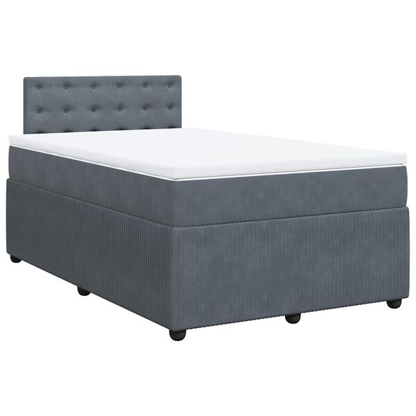 vidaXL Cama boxspring com colchão 120x190 cm veludo cinzento-escuro
