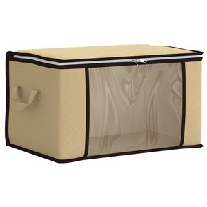 vidaXL Caixa de Armazenamento com Janela Lateral Transparente Creme