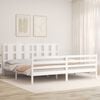 vidaXL Estrutura de cama com cabeceira 200x200cm madeira maci&ccedil;a branco